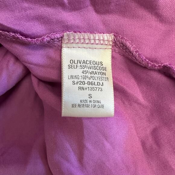 Olivaceous Women’s Small Pink Ruched Ruffle Mini Dress Strappy Corset Club Party - Picture 6 of 8